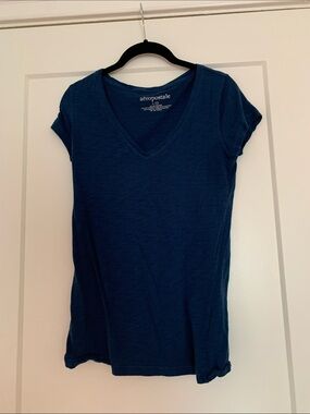 Aeropostale Women's Deep Blue V-Neck Short Sleeve Tee